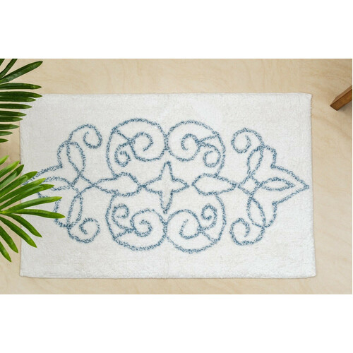 Cotton Medallion Tufted Non Slip Jacquard Bath mat - Main Image