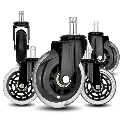 5X 3'' Rollerblade Style Wheels Office Chair Casters - Slient Smooth, 11x22mm Stem - Main Image