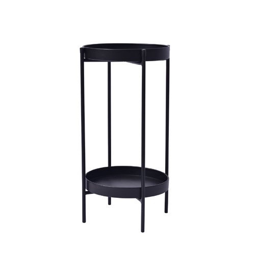 Plant Stand 50cm Planter Shelf Rack Display Steel 2 Tier BLACK - Main Image