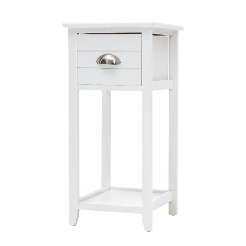 Bedside Table Drawer Vintage Side Table Storage Cabinet Bedroom VALERIE WHITE - Main Image