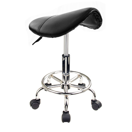 Swivel Salon Barber Stool Chair Saddle Type BLACK - Main Image