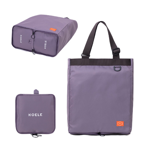 Shopper Bag Tote Bag Foldable Travel Laptop Grocery Nylon KO-SHOULDER PURPLE - Main Image