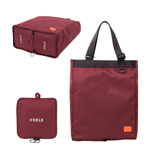 Shopper Bag Tote Bag Foldable Travel Laptop Grocery Nylon KO-SHOULDER WINE - Main Image