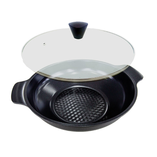 KOMAN Shinewon Two Hands Wok 28cm Ceramic Non-stick Titanium + Glass Lid - BLACK - Main Image