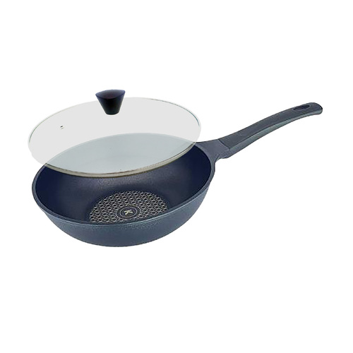 KOMAN Non-Stick Titanium Coating Wok Pan 26cm + Glass Lid - Main Image