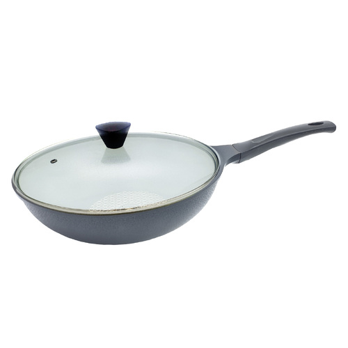 KOMAN Non-Stick Titanium Coating Wok Pan 28cm + Glass Lid - Main Image