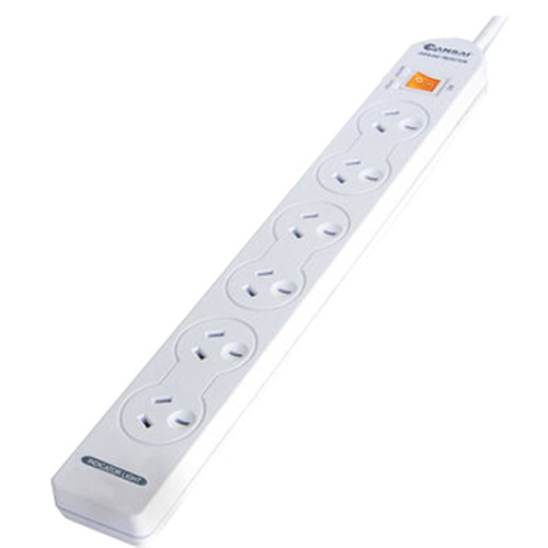 2X Sansai Surge Protected Powerboard 6 Ways with Master Switch - Main Image