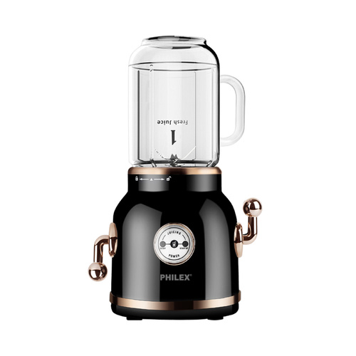 PHILEX Electric Blender Juice Smoothie Ice Mixer Retro 600ml + 2 Cups BLACK - Main Image