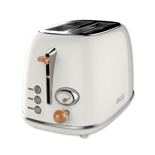 PHILEX 2-Slice Electric Toaster Bread Reheat Defrost Retro Retro IVORY - Main Image