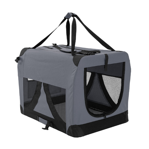 Portable Soft Dog Cage Crate Carrier L GREY - Main Image