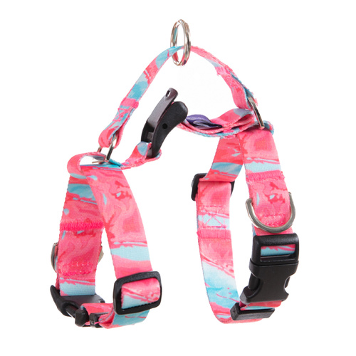 Dog Double-Lined Straps Harness Adjustable L MARBLE PINK - Main Image