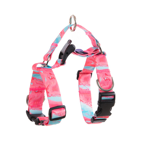 Dog Double-Lined Straps Harness Adjustable M MARBLE PINK - Main Image