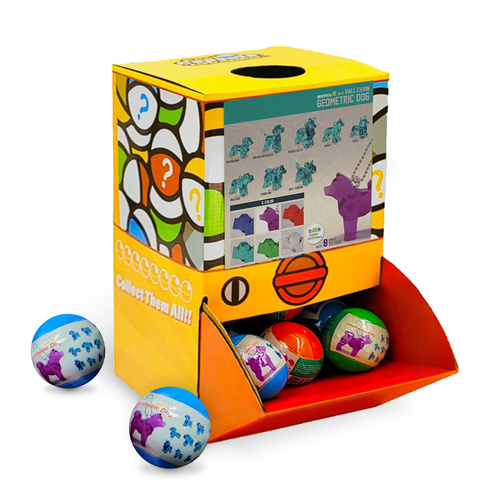 40X Geometric Translucent Dog Toy Capsules 50mm Collectible Gacha in Display Box - Main Image