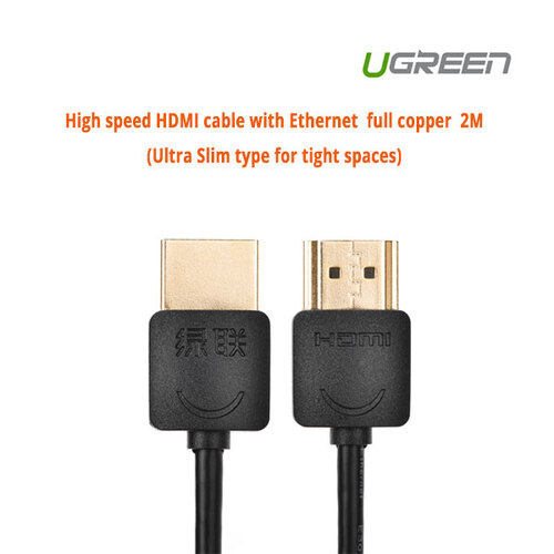 UGREEN High speed with Ethernet full copper Ultra Slim HDMI cable 2M (11199) - Main Image