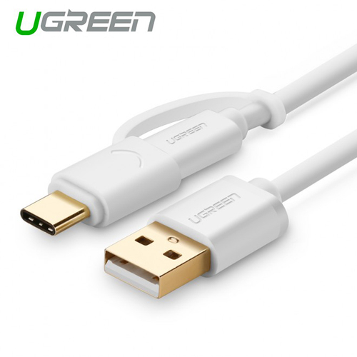 UGREEN USB 2.0 to type C + micro USB cable - White 1M (30171) - Main Image