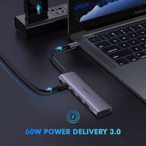 UGREEN TypeC 5 in 1 Adaptor - HDMI + USB 3.0*3 + TypeC PD Power Converter (50209) - Main Image