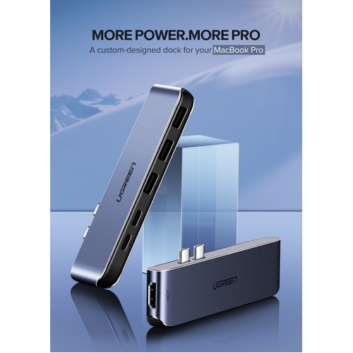 UGREEN Dual Type-C 5 in 1 to 3*USB3.0+ USB-C Female+PD Converter (50775) - Main Image