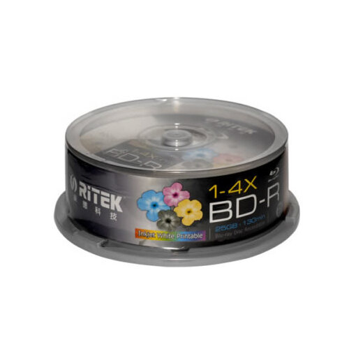 Ritek Blu-Ray BD-R 2X 25GB 130Min White Top Printable 25pcs - Main Image