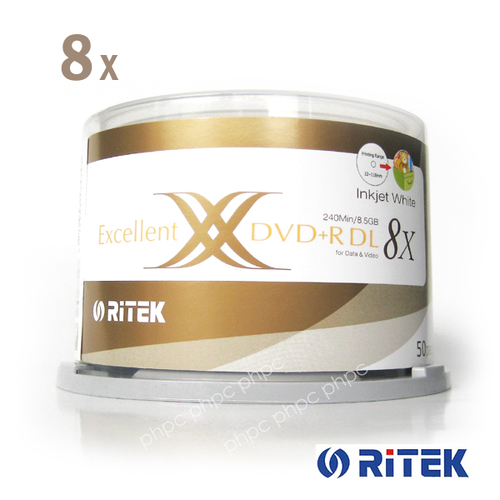 Ritek Ridata DVD+R Double Layer 8x Whitetop Printable 50pcs - Main Image