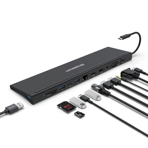 Simplecom CHN622 USB-C 12-in-1 Multiport Docking Station Laptop Stand Dual HDMI + VGA Triple Display Gigabit LAN - Main Image