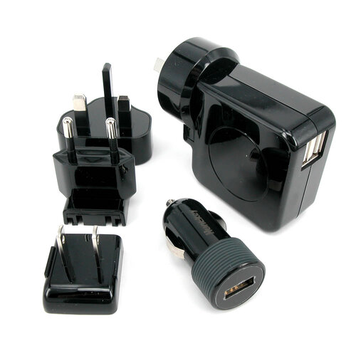 Huntkey TravelMate Multi Plugs USB Wall Charger Adapter 4.2 A US UK EU AU Plugs with Car Charger (D204) - Main Image