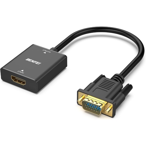BENFEI HDMI to VGA, Uni-Directional HDMI Computer to VGA Monitor  Adapter (Female to Male) with 3.5mm Audio Jack - Main Image