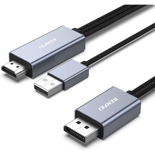 BENFEI 344GY-3M HDMI to DisplayPort Unidirectional 4K Active Cable with USB Powered 3M - Main Image