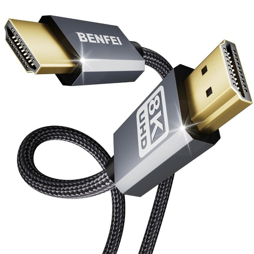 BENFEI 358GY-5M 8K V2.1 HDMI Male to HDMI Male Cable, Aluminum Shell Nylon Braided Certified Ultra High Speed 5M - Main Image