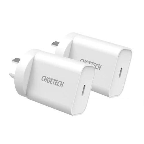 CHOETECH MIX00109 USB-C PD 20W AC Charger Adapter 2-Pack White - Main Image