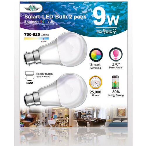 MV SMART BULB 9W B22 TWIN PACK  (apple app only ) - Main Image