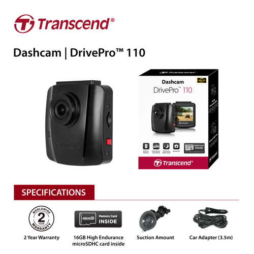Transcend 16G DrivePro 110, 2.4" LCD, with Suction Mount - Main Image
