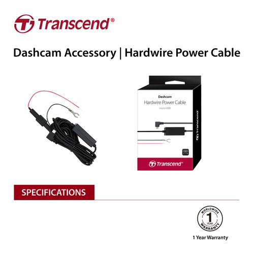 TRANSCEND TS-DPK2 Dashcam hardwire kit for DrivePro, Micro-B (For DP230 / DP130 / DP110) - Main Image