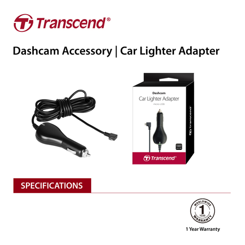 TRANSCEND TS-DPL2  Car Lighter Adapter for DrivePro, Micro-B (For DP230 / DP130 / DP110) - Main Image