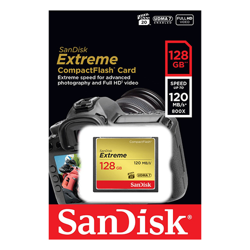SanDisk 128GB Extreme CompactFlash Card with (write) 85MB/s and (Read)120MB/s - SDCFXSB-128G - Main Image
