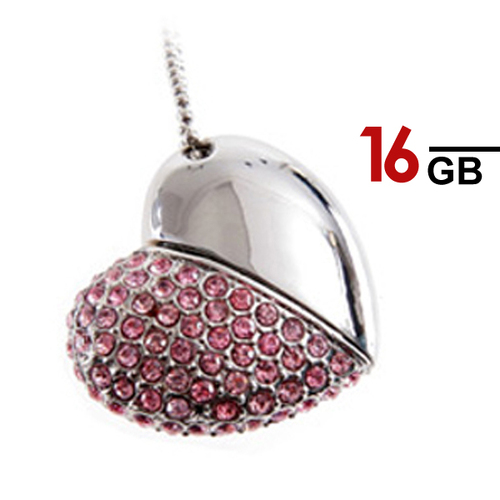 Heart Shape USB Pen Drive  16GB  (Pink) - Main Image