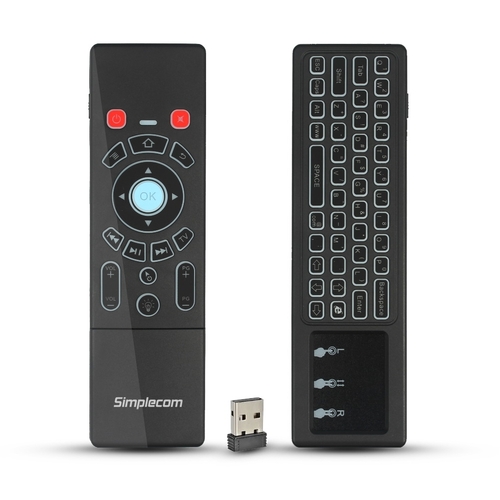 Simplecom RT250 Rechargeable 2.4GHz Wireless Remote Air Mouse Keyboard with Touch Pad and Backlight - Main Image
