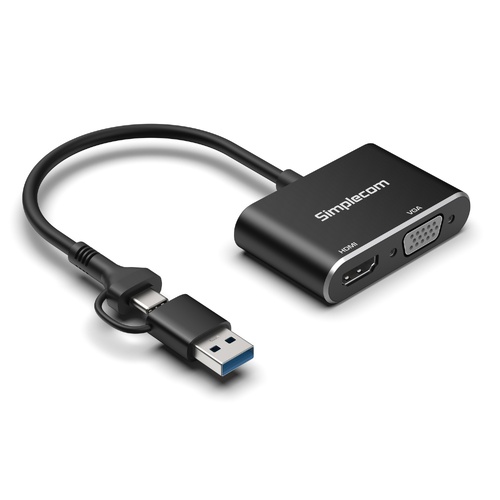 Simplecom DA326C USB 3.0 and USB-C to HDMI + VGA Video Card Adapter Full HD 1080p - Main Image