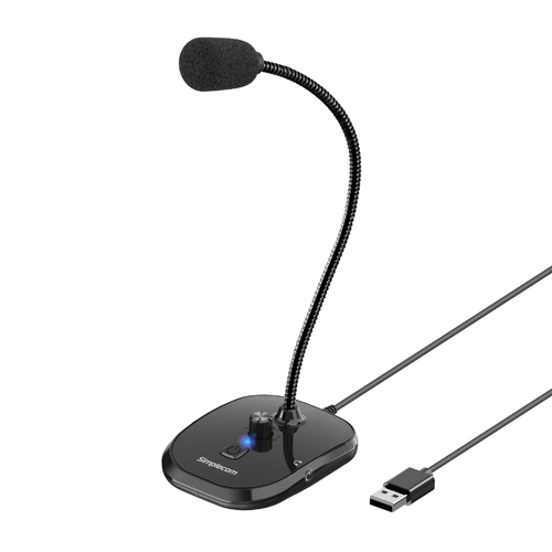Simplecom UM360 Plug and Play USB Desktop Microphone with Headphone Jack - Main Image