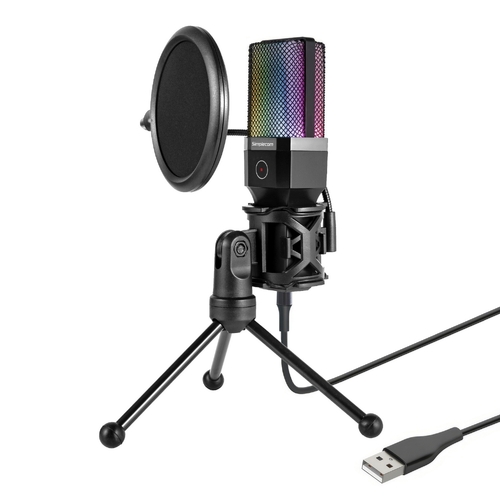 Simplecom UM650 USB Cardioid Condenser Microphone Gaming RGB Lights with Tripod & Pop Filter - Main Image