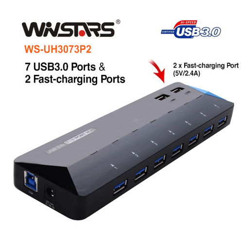 USB3.0 7 Ports Hub Plus 2 extra 2.4A Fast-charging Ports - Main Image
