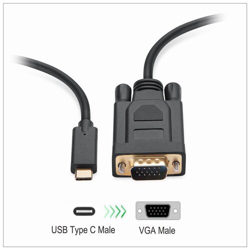 1.8M Type C USB-C Thunderbolt 3 to VGA Cable Male to Male Converter for MacBook - Main Image