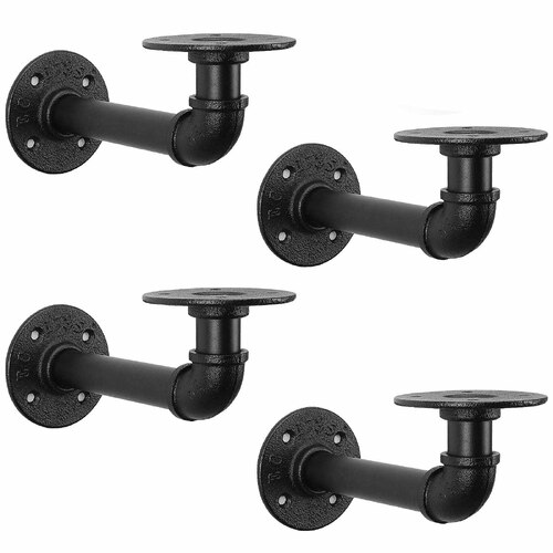 4PCS Pipe Floating Shelf Bracket Industrial Pipe Shelf Bracket Mounting Bracket Storage Racks Decor - Main Image