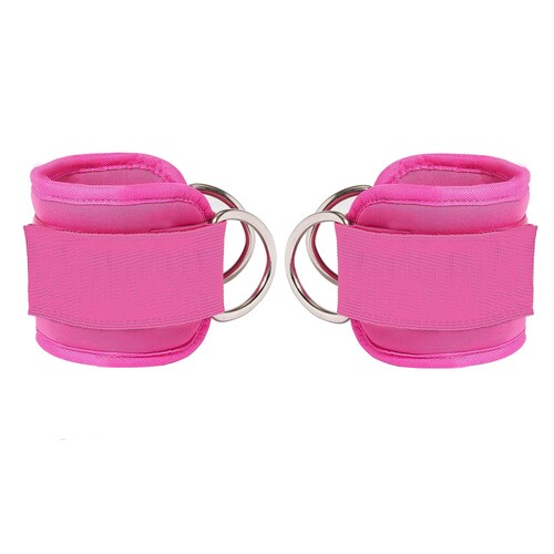 2x Adjustable Ankle Straps for Cable Machines D-Rings Gym Cuff Kickbacks Glute Workouts Leg Extensions Straps Hip Pink - Main Image