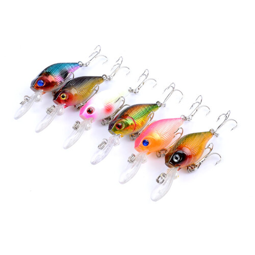 6x 6cm Popper Crank Bait Fishing Lure Lures Surface Tackle Saltwater - Main Image