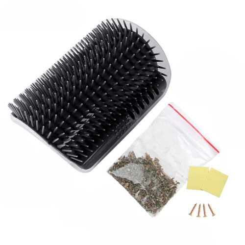 Cat Self Groomer Catnip  Dog Cat Toy Corner Groomer Wall Corner Scratcher Comb Grooming Massage Brush Black - Main Image
