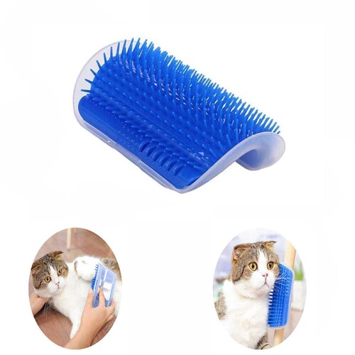 Cat Self Groomer Catnip  Dog Cat Toy Corner Groomer Wall Corner Scratcher Comb Grooming Massage Brush Blue - Main Image