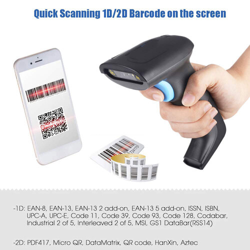 Wired Barcode QR Bar Code Screen Scanner Data 1D 2D Reader USB Cable Mobile Payment Store - Main Image