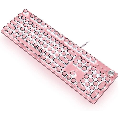 Pink Gaming Mechanical Keyboard Green Switches, White Backlight, USB Wired Laptop Desktop Computer - Main Image