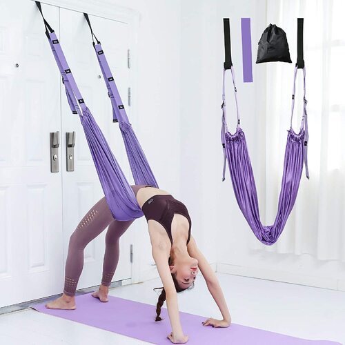 Purple Fitness Yoga Strap Band Waist Trainer Leg Door Swing Adjustable Ballet Dancer - Main Image