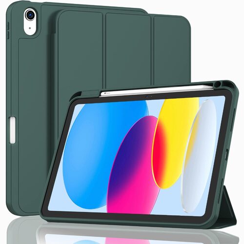 iPad 10th Case 10.9 Inch 2022 with Pencil Holder, Smart iPad Case with Soft TPU Auto Wake Sleep Dark Green - Main Image